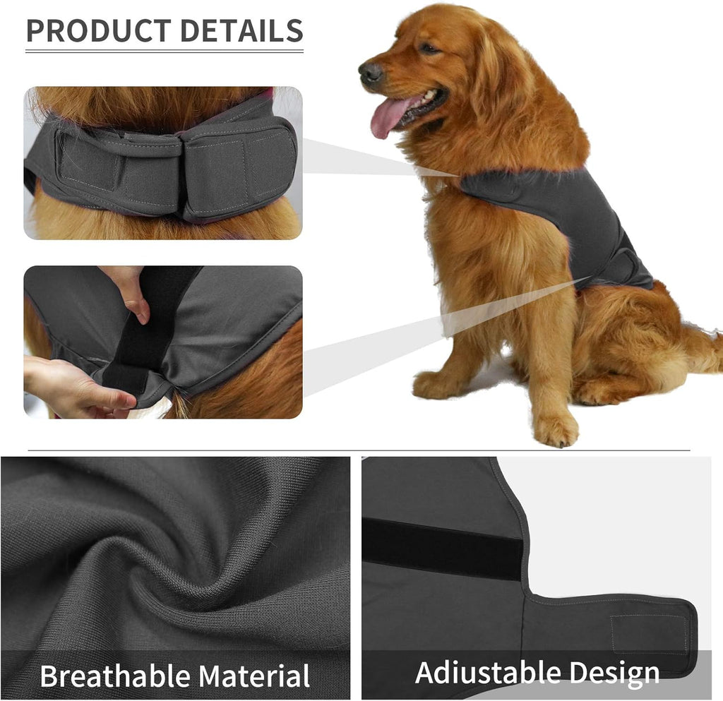 Breathable Dog Shirt for Thunderstorm, Dog Anxiety Vest Jacket Warp,Puppy Calming Coat Anxiety Relief (M, Grey)