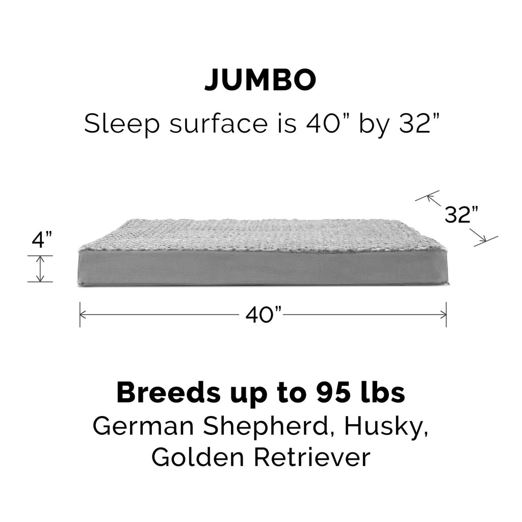 Ultra Plush Cooling Gel-Top Deluxe Orthopedic Mattress Pet Bed, Gray, Jumbo, 1 Count